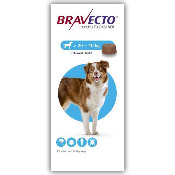 BRAVECTO DOG 1000mg (20-40KG) LARGE BREED