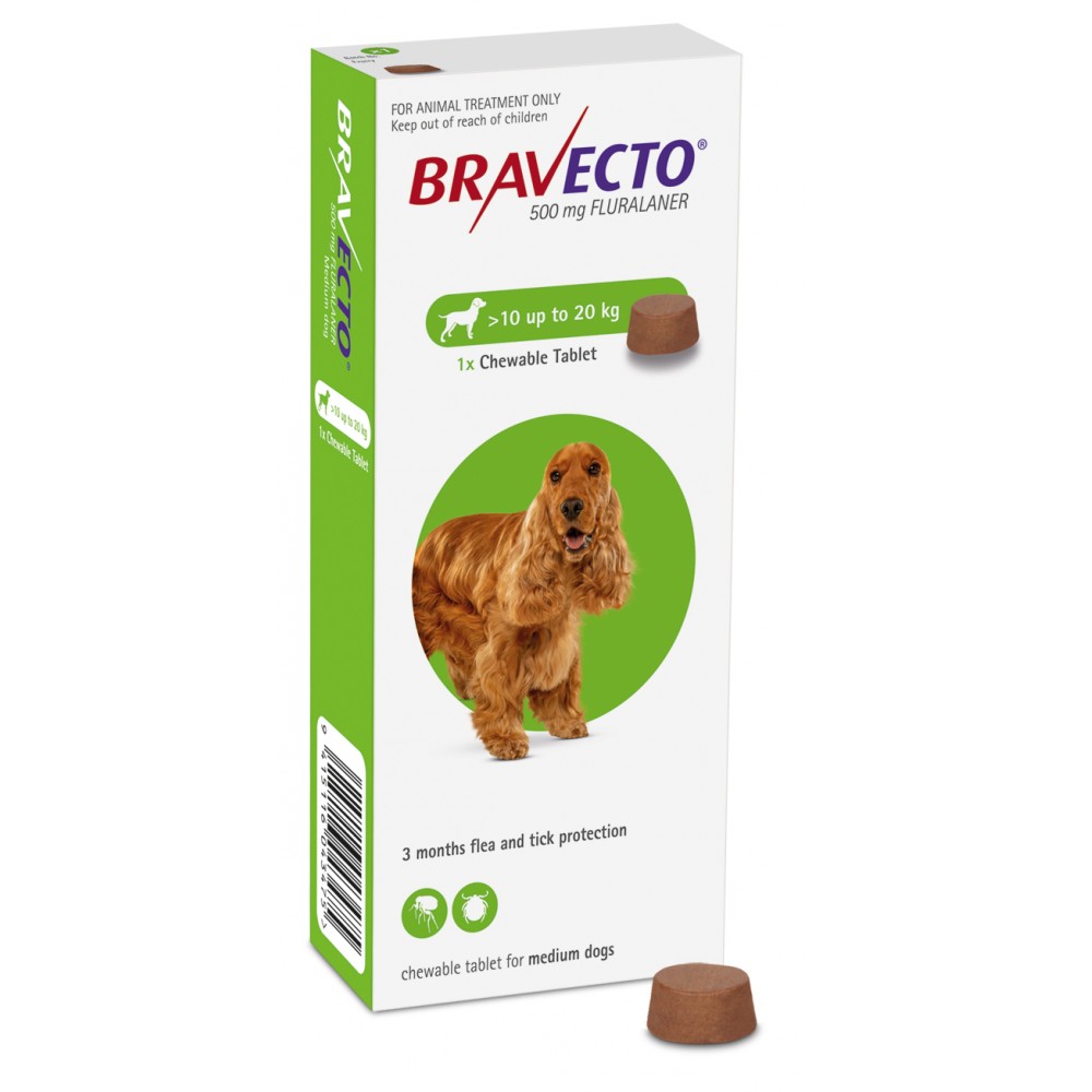BRAVECTO DOG 500mg (10-20KG) MEDIUM BREED